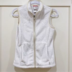 North Face white/light gray fitted fleece vest